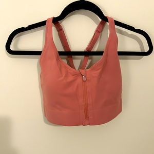 Athleta Ultimate Zip Front Sports Bra | Pink | L | NWOT